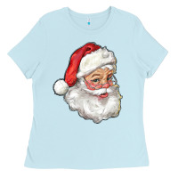 Baby Blue Santa Claus Ladies Tee - RanaPortraitStore