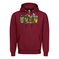Burgundy Army coffee cups 4th of july Zipper Hoodie - HowdyJamesFarm