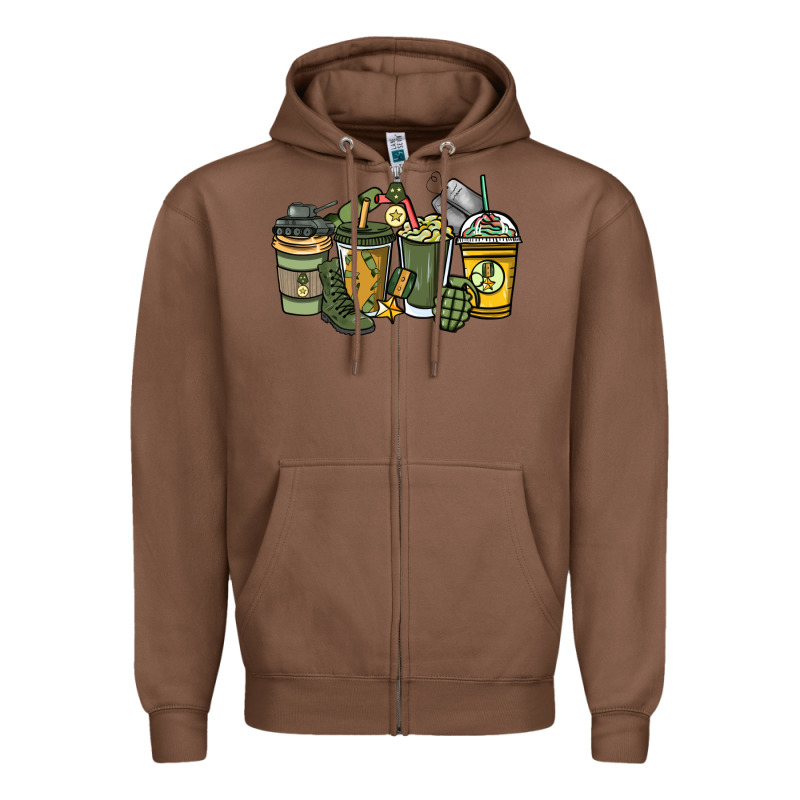 Army Coffee Cups 4th Of July Zipper Hoodie by HowdyJamesFarm | Teevron