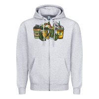 Heather Grey Army coffee cups 4th of july Zipper Hoodie - HowdyJamesFarm