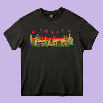Mexican Sombrero Guitar Libbey Glass Heavy Core Tee Designed By Bundleandbundleshop