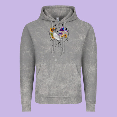 Moon And Mushrooms With Sunflower Vintage Hoodie Designed By Maliassmallbusiness