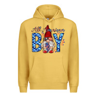 Antique Gold All American boy with gnome Premium Hoodie - HowdyJamesFarm
