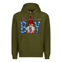 Army Green All American boy with gnome Premium Hoodie - HowdyJamesFarm