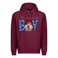Burgundy All American boy with gnome Premium Hoodie - HowdyJamesFarm