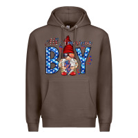 Coffee All American boy with gnome Premium Hoodie - HowdyJamesFarm