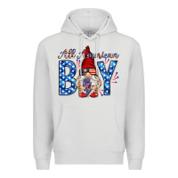Dove Grey All American boy with gnome Premium Hoodie - HowdyJamesFarm