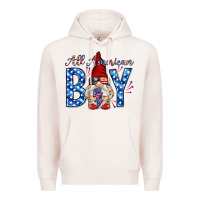 Pale Pink All American boy with gnome Premium Hoodie - HowdyJamesFarm
