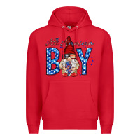 Red All American boy with gnome Premium Hoodie - HowdyJamesFarm