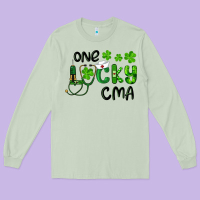 One Lucky Certified Medical Assistant Cma Long Sleeve Tee Designed By Ranaportraitstore