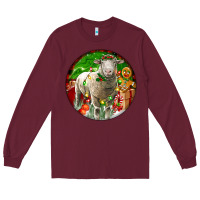 Burgundy christmas dorset sheep Long Sleeve Tee - LillyAllenDesigns