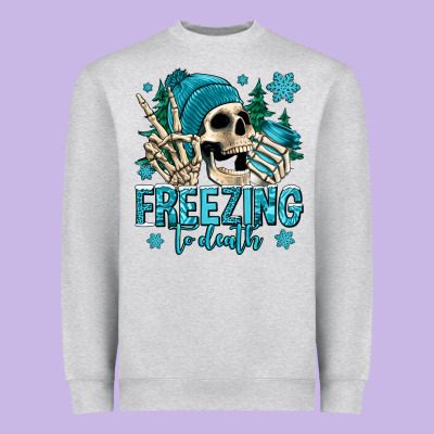 Freezing To Death Winter Skull Heavyweight Sweatshirt Designed By Jasminsmagicworld