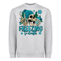 Heather Grey freezing to death winter skull Heavyweight Sweatshirt - Jasminsmagicworld