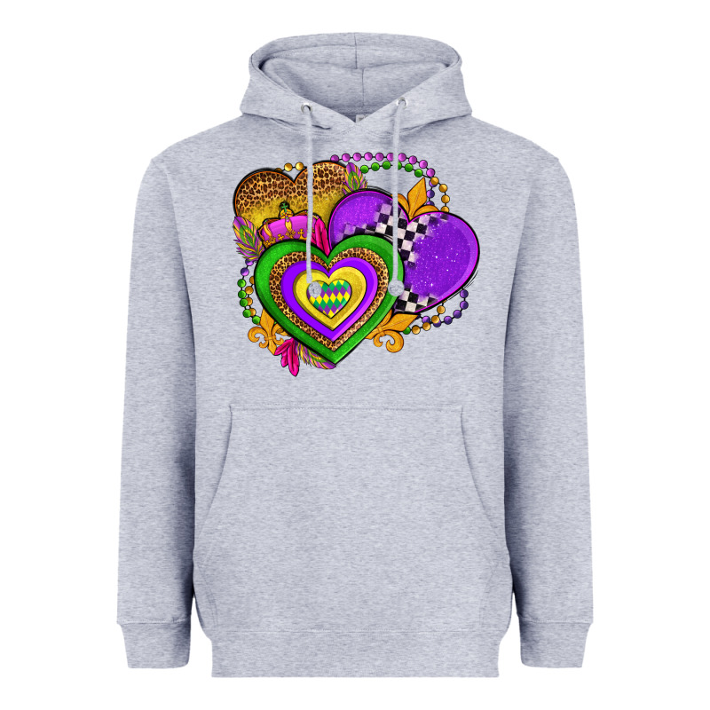 Mardi Gras Heart Olivia Heavyweight Hoodie by OliviaCreatesArt | Teevron