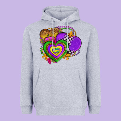 Mardi Gras Heart Olivia Heavyweight Hoodie Designed By Oliviacreatesart