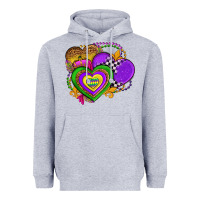 Heather Grey mardi gras heart olivia Heavyweight Hoodie - OliviaCreatesArt
