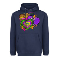 Navy mardi gras heart olivia Heavyweight Hoodie - OliviaCreatesArt
