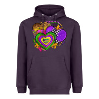 Plum mardi gras heart olivia Heavyweight Hoodie - OliviaCreatesArt