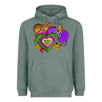 Sage mardi gras heart olivia Heavyweight Hoodie - OliviaCreatesArt