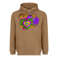 Toasted Coconut mardi gras heart olivia Heavyweight Hoodie - OliviaCreatesArt