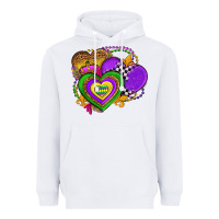 White mardi gras heart olivia Heavyweight Hoodie - OliviaCreatesArt
