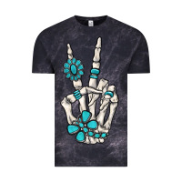 Cloud Black turquoise gemstone skeleton hand Vintage Tee - MaliasSmallBusiness