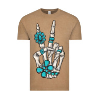 Vintage Coffee turquoise gemstone skeleton hand Vintage Tee - MaliasSmallBusiness