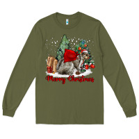 Army Green Merry Christmas Gray Squirrel Long Sleeve Tee - LillyAllenDesigns