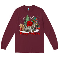Burgundy Merry Christmas Gray Squirrel Long Sleeve Tee - LillyAllenDesigns