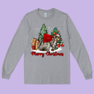 Merry Christmas Gray Squirrel Long Sleeve Tee Designed By Lillyallendesigns