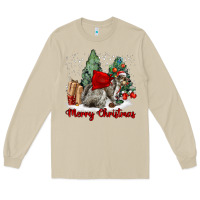 Mushroom Merry Christmas Gray Squirrel Long Sleeve Tee - LillyAllenDesigns
