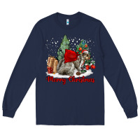 Navy Merry Christmas Gray Squirrel Long Sleeve Tee - LillyAllenDesigns