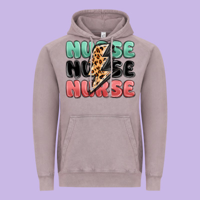 Nurse Leopard Lightning Bolt Vintage Hoodie Designed By Maliassmallbusiness