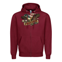 Burgundy Freedom America Eagle 4th of july Zipper Hoodie - HowdyJamesFarm
