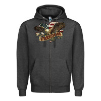 Charcoal Heather Freedom America Eagle 4th of july Zipper Hoodie - HowdyJamesFarm