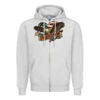 Dove Grey Freedom America Eagle 4th of july Zipper Hoodie - HowdyJamesFarm