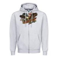 Heather Grey Freedom America Eagle 4th of july Zipper Hoodie - HowdyJamesFarm