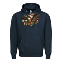 Navy Freedom America Eagle 4th of july Zipper Hoodie - HowdyJamesFarm
