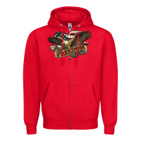 Red Freedom America Eagle 4th of july Zipper Hoodie - HowdyJamesFarm