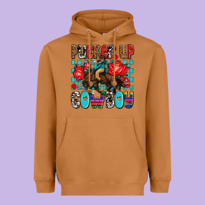 Pucker Up Cowboy Olivia Heavyweight Hoodie Designed By Oliviacreatesart