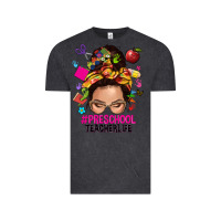 Vintage Black preschool teacher life  messy bun Vintage Tee - NancyCooperArtShop