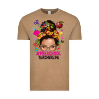 Vintage Coffee preschool teacher life  messy bun Vintage Tee - NancyCooperArtShop