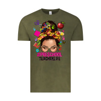 Vintage Olive preschool teacher life  messy bun Vintage Tee - NancyCooperArtShop