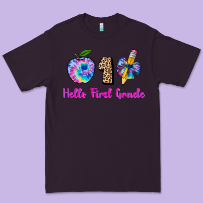 Hello First Grade Tie Dye 3200x2400 Premium Tee Designed By Adodesignshop