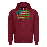 Burgundy Christmas American flag 4th of july Zipper Hoodie - HowdyJamesFarm