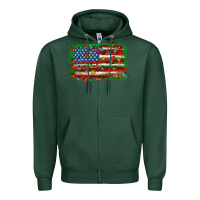 Sports Green Christmas American flag 4th of july Zipper Hoodie - HowdyJamesFarm