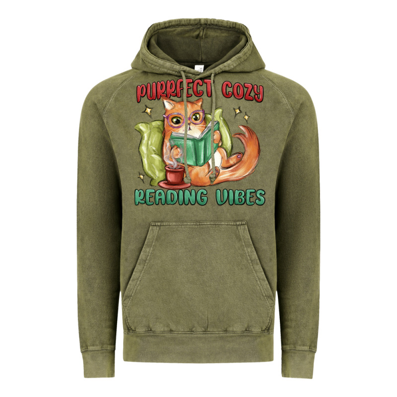 Purrfect Cozy Reading Vibes Vintage Hoodie by MaliasSmallBusiness | Teevron