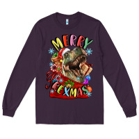 Plum t rex merry rexmas Long Sleeve Tee - LillyAllenDesigns