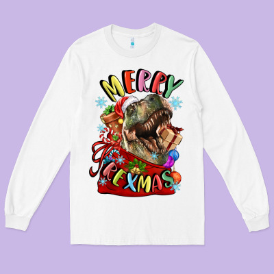 T Rex Merry Rexmas Long Sleeve Tee Designed By Lillyallendesigns