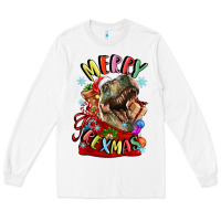 White t rex merry rexmas Long Sleeve Tee - LillyAllenDesigns